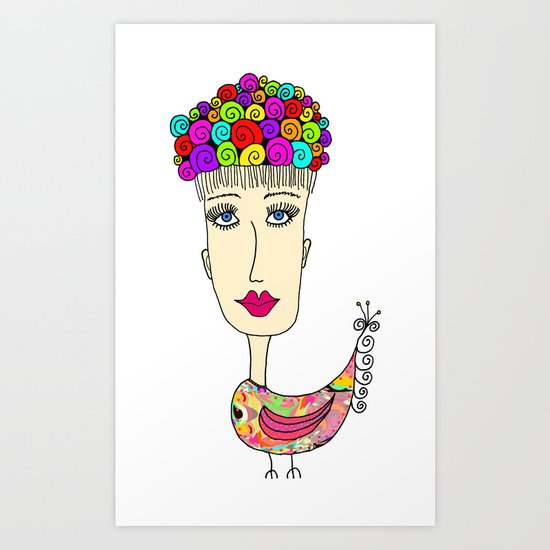 Birdie Girl Art Print
