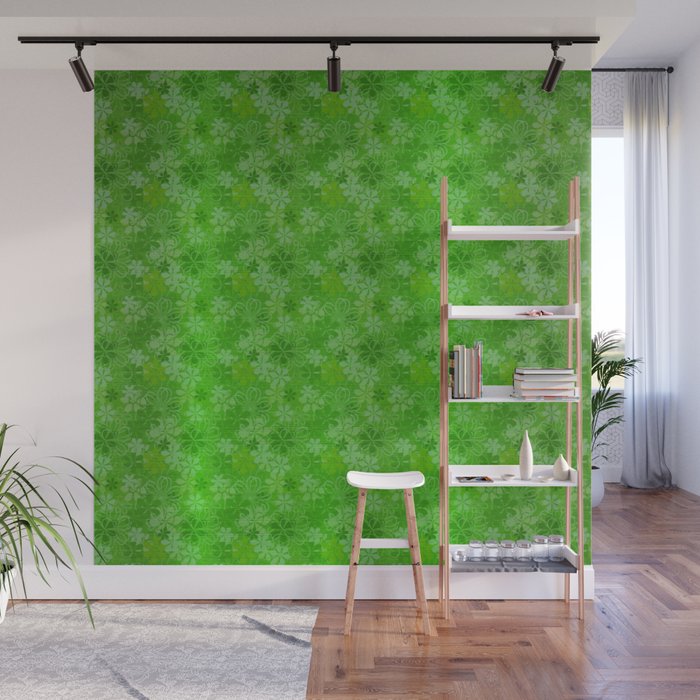 Green Silk Metallic Floral Modern Collection Wall Mural