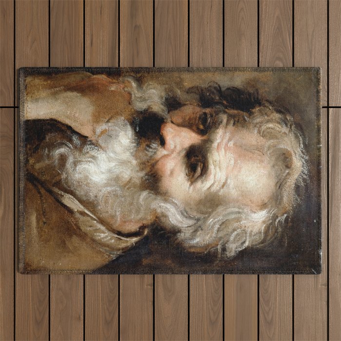 Head of an Old Man -  Annibale Carracci  Outdoor Rug