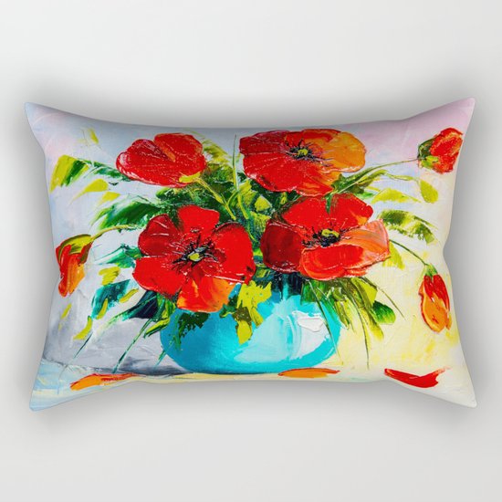 Red poppies Rectangular Pillow