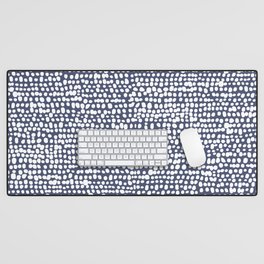 Spotted Preppy Dots Abstract in Navy Blue Desk Mat