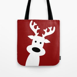 Reindeer on red background Tote Bag