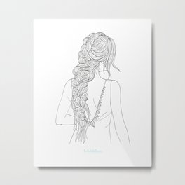 BRAIDGIRLONE Metal Print | Illustration, Fashion, Girl, Drawing, Holidaze, Hair, Digital, Boho, Leaves, Vintage 
