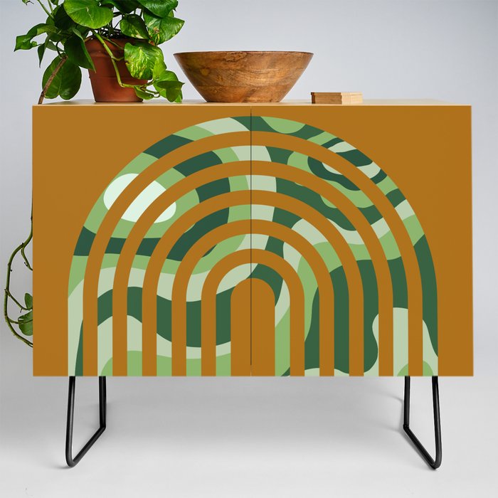 Abstract Mid-Century Arches with Swirl Blobs Credenza