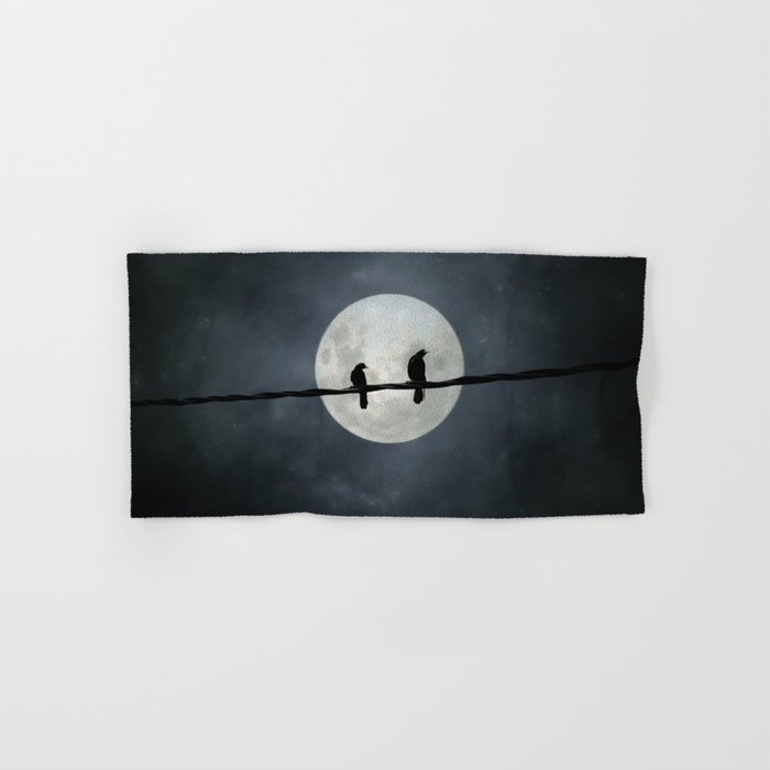 Two Crows In The Light Of A Silvery Moon Hand & Bath Towel