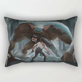 Werewolf meets Heroine in the woods Rectangular Pillow