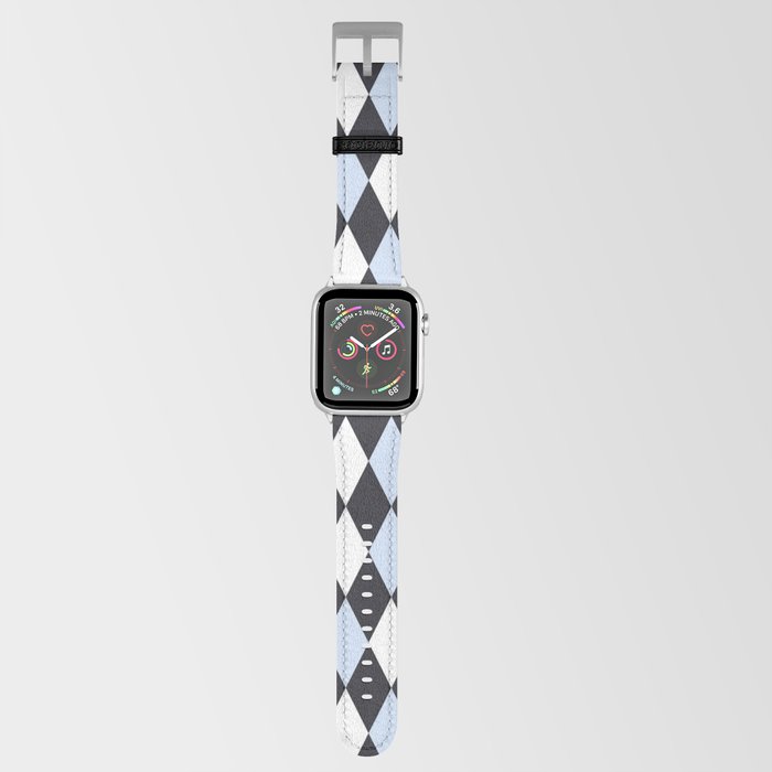 Modern Blue Black Argyle Diamond Pattern Apple Watch Band