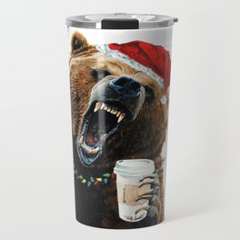 Grizzly Mornings Christmas Travel Mug