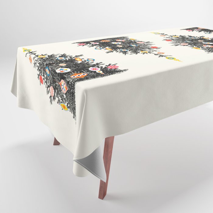 Retro Decorated Christmas Tree Tablecloth