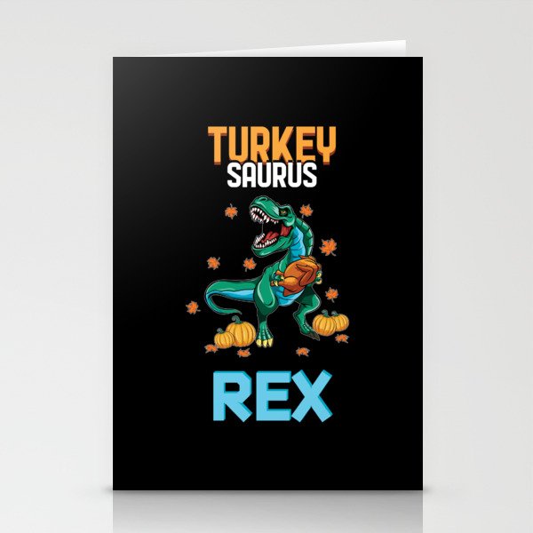 Fall Turkeysaurus Turkey Dinosaur Thanksgiving Stationery Cards