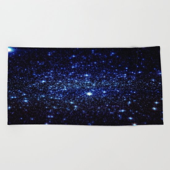 Dark Blue Stars Beach Towel