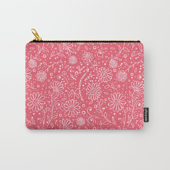 Red doodle floral pattern Carry-All Pouch