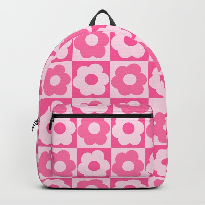 Floral Checker Pink Backpack
