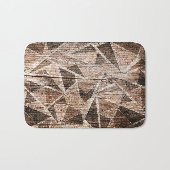 Old wood . Brown triangles . Bath Mat