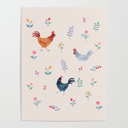 Little Hens (ivory) Poster