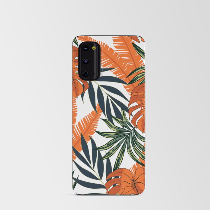 Orange Summer Tropical Resort Monstera Plants Android Card Case