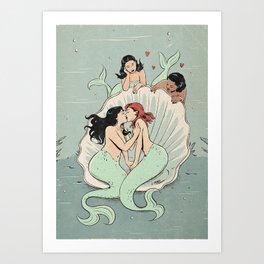 mermaids in love Art Print