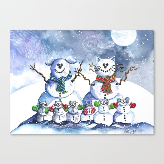 It's Snowing Cats and Dogs (and Mice too) Canvas Print