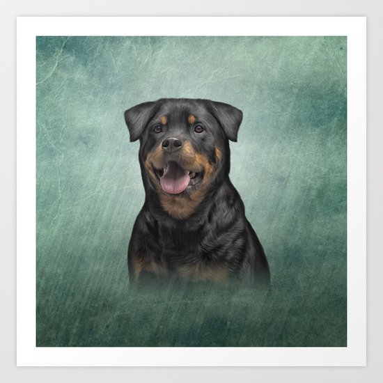Drawing dog rottweiler Art Print by bonidog | Society6
