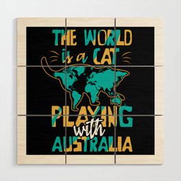 World Cat Play Australia Australia Day Australian Wood Wall Art
