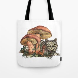 Mushroom and Cat Tote Bag