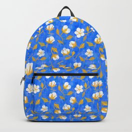 Painterly cotton flowers // in cobalt blue Backpack