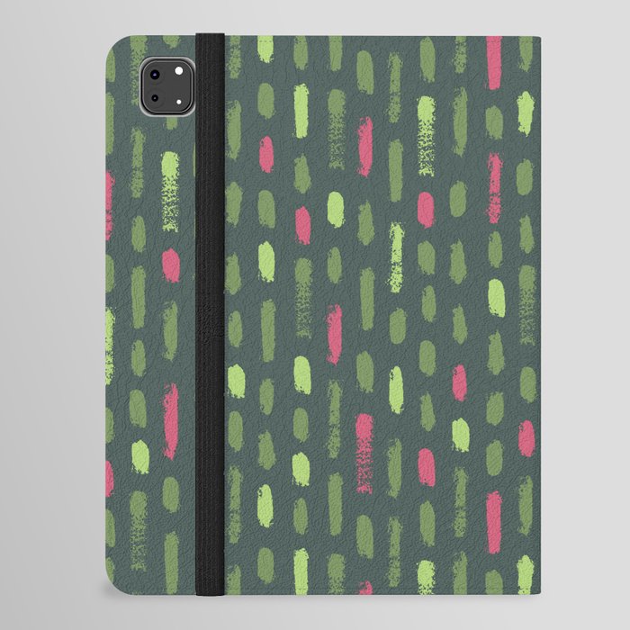 Green and pink vertical brush strokes  iPad Folio Case