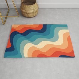 Retro 70s and 80s Color Palette Mid-Century Minimalist Abstract Art Ocean Waves Area & Throw Rug