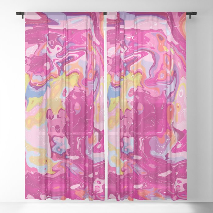Abstract Marble Painting Sheer Curtain