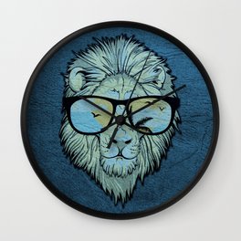 Stylish Lion Design with Moroccan Leather background Wall Clock