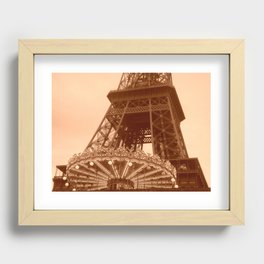 Eiffel Tower Carousel in sepia  Recessed Framed Print