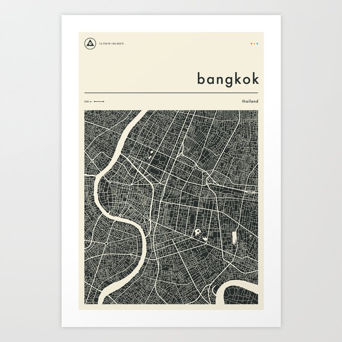 BANGKOK MAP Art Print