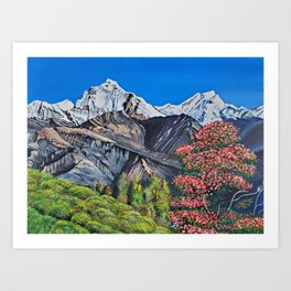 Mount Everest from Nepal Himalayan Mountains Art Print