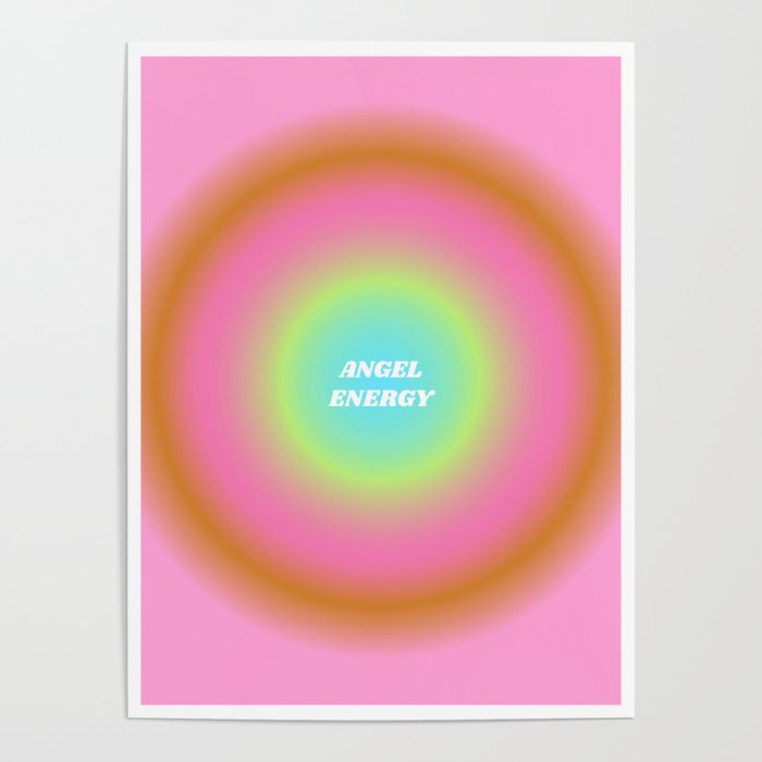 Angel Energy Y2K Print - Pink and Green Poster by Tiger Spirit