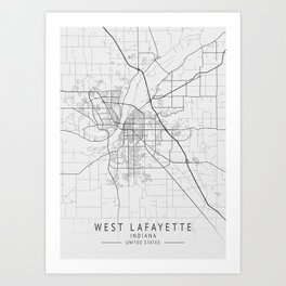 West Lafayette - Indiana - US Gray Map Art Art Print | Graphite, Acrylic, Ink, Pop Art, Graphicdesign, Illustration, Digital, Abstract, Vector, Hatching 