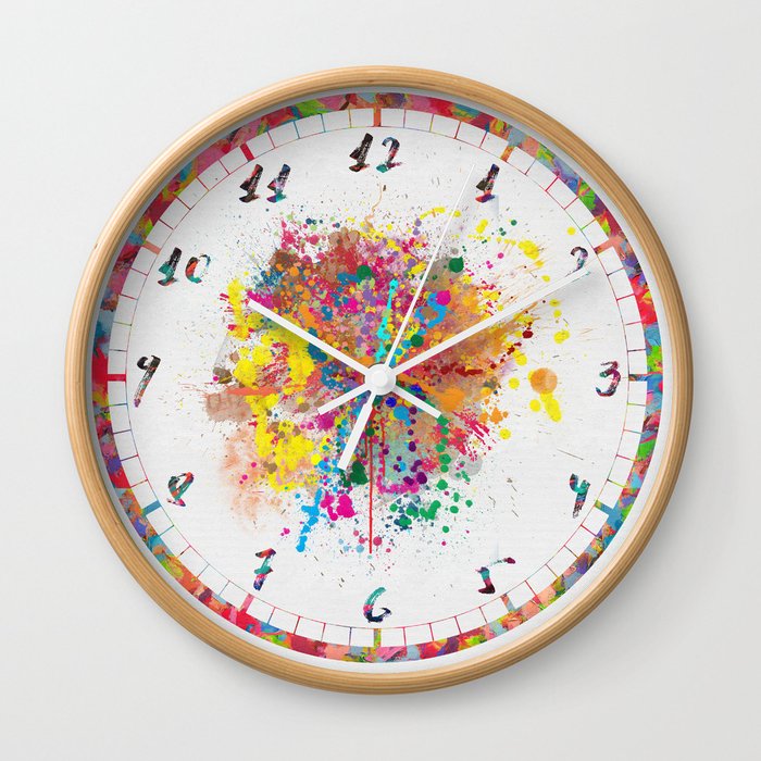 Splatter Color whit numbers Wall Clock