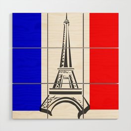 Frech Flag and Eiffel Tower Wood Wall Art