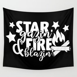 Star Gazing Fire Blazing Cool Camping Bonfire Wall Tapestry