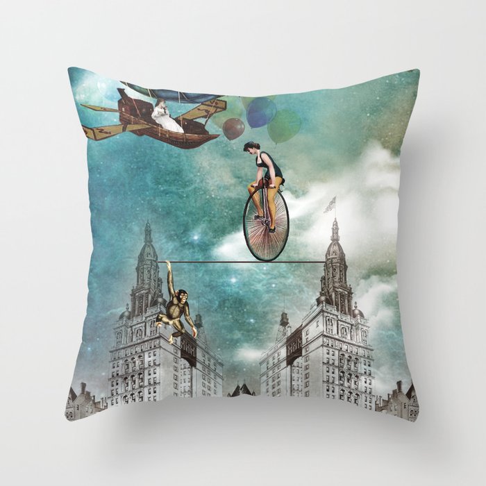 A circus in the city Throw Pillow
