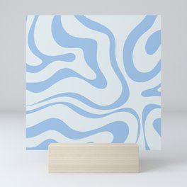 Soft Liquid Swirl Abstract Pattern Square in Powder Blue Mini Art Print
