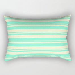 [ Thumbnail: Aquamarine & Light Yellow Colored Lines/Stripes Pattern Rectangular Pillow ]