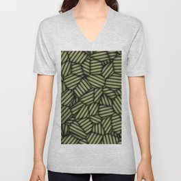 Tropical Nature Pattern with Leaves V Neck T Shirt