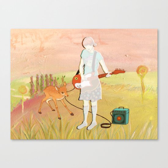 Guitar Fawn Canvas Print