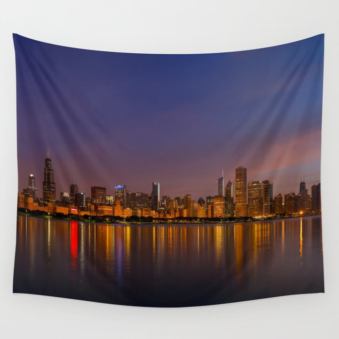Pre-Dawn in Chicago Wall Tapestry