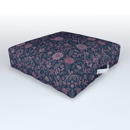 Boho Floral in Navy Blue & Rose Pink Outdoor Floor Cushion