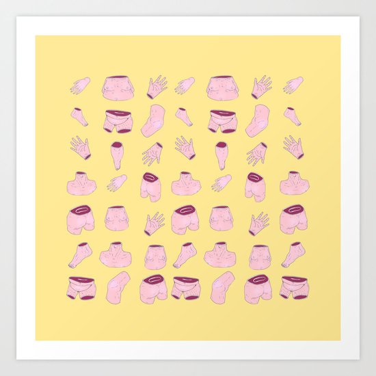 body parts yellow Art Print