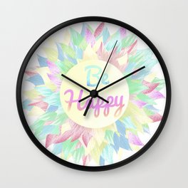 Pretty “Be Happy” art work Wall Clock