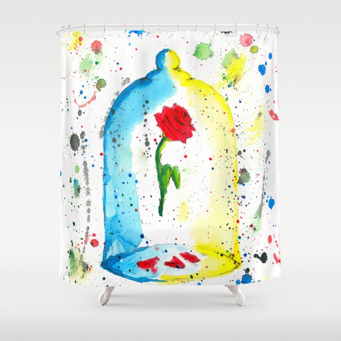Rose Beauty And The Beast Watercolor Painting Shower Curtain By Rose Beauty And The Beast Watercolor Painting Shower Curtain
