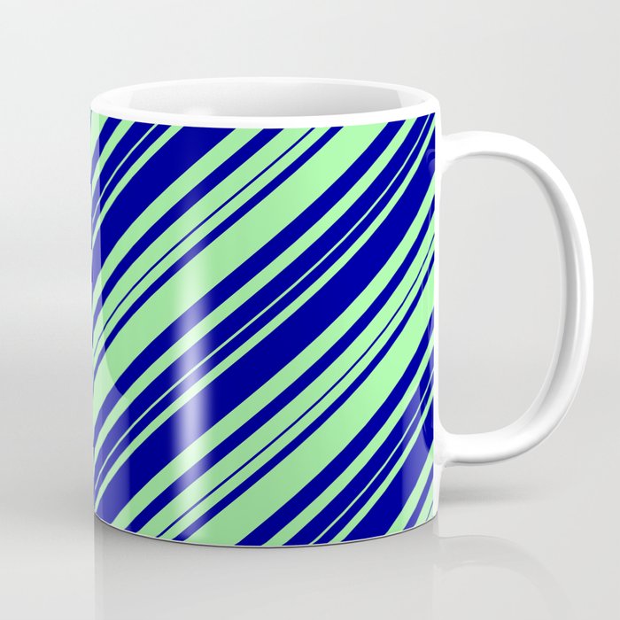 Dark Blue and Green Colored Lines/Stripes Pattern Coffee Mug