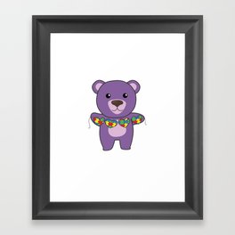 Autism Awareness Month Puzzle Heart Purple Bear Framed Art Print